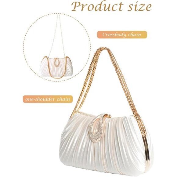 Gold Clutch Purse Women Evening Bag Wedding Prom Cocktail Party Formal Handbag - Picture 5 of 7